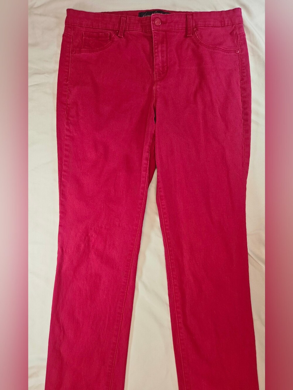 Gloria Vanderbilt Womens Pink Sadie Slim Faux Pocket Straight Leg Jeans Size 12